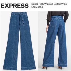 BIRTHDAY SALE! Express High-Waisted Belted Wide Leg 4